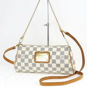 Eva Damier Azur 2-Way Chain Clutch Shoulder Bag